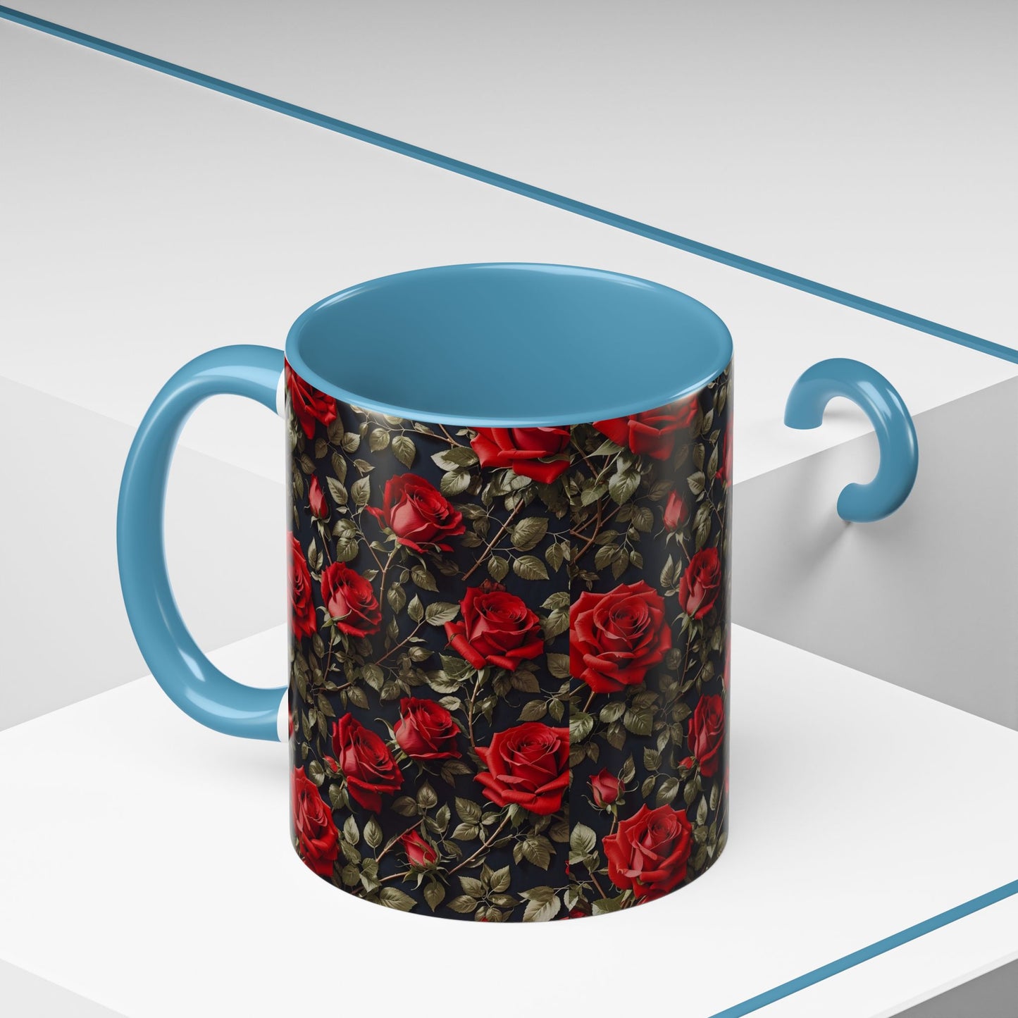 Elegant Floral Accent Coffee Mug - Black Rose Design, Gift for Her, Home Decor, Coffee Lovers, Mother's Day, Birthday