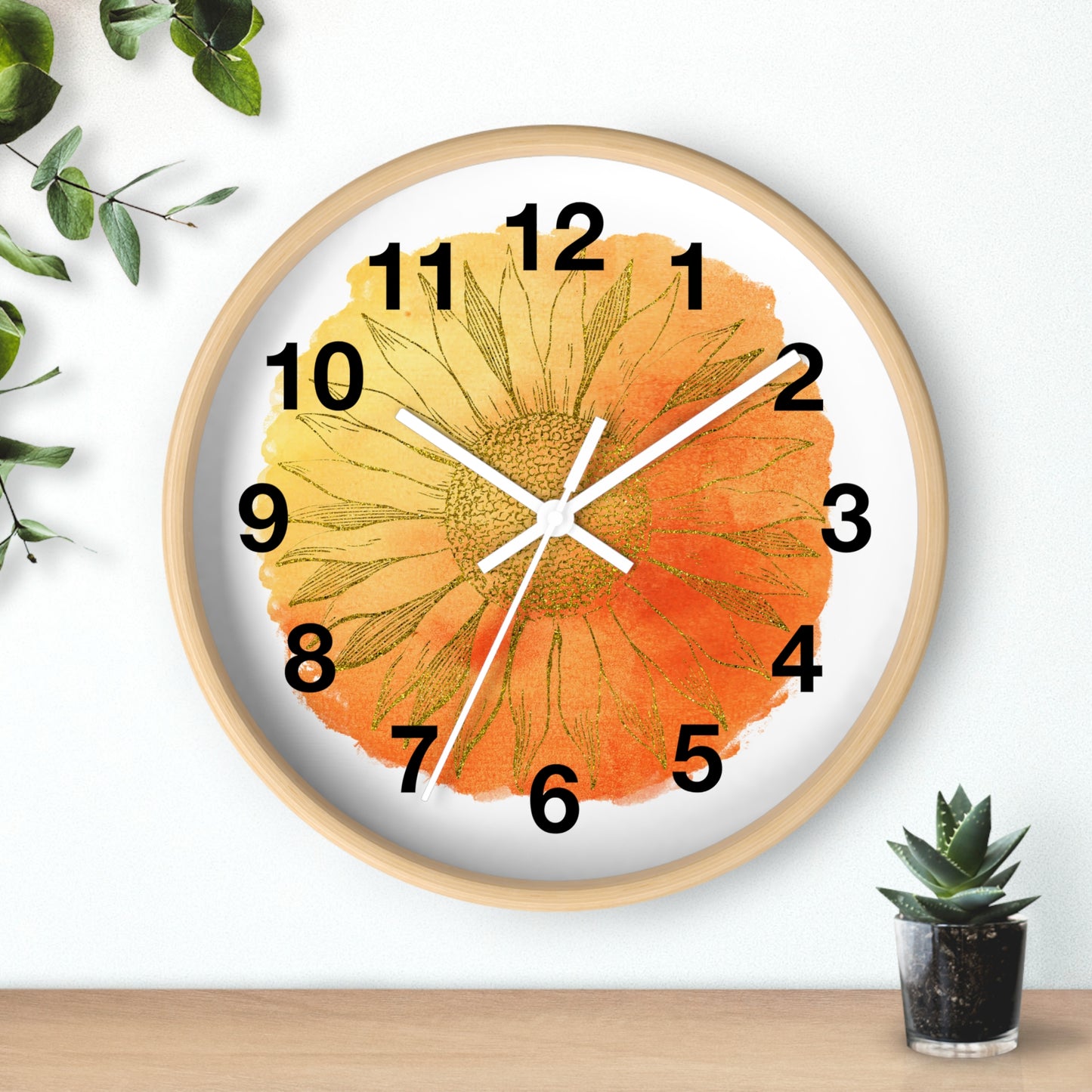 Sunflower Wall Clock, Rustic Home Decor, Floral Clock, Boho Wall Art, Gift for Garden Lovers, Housewarming Gift
