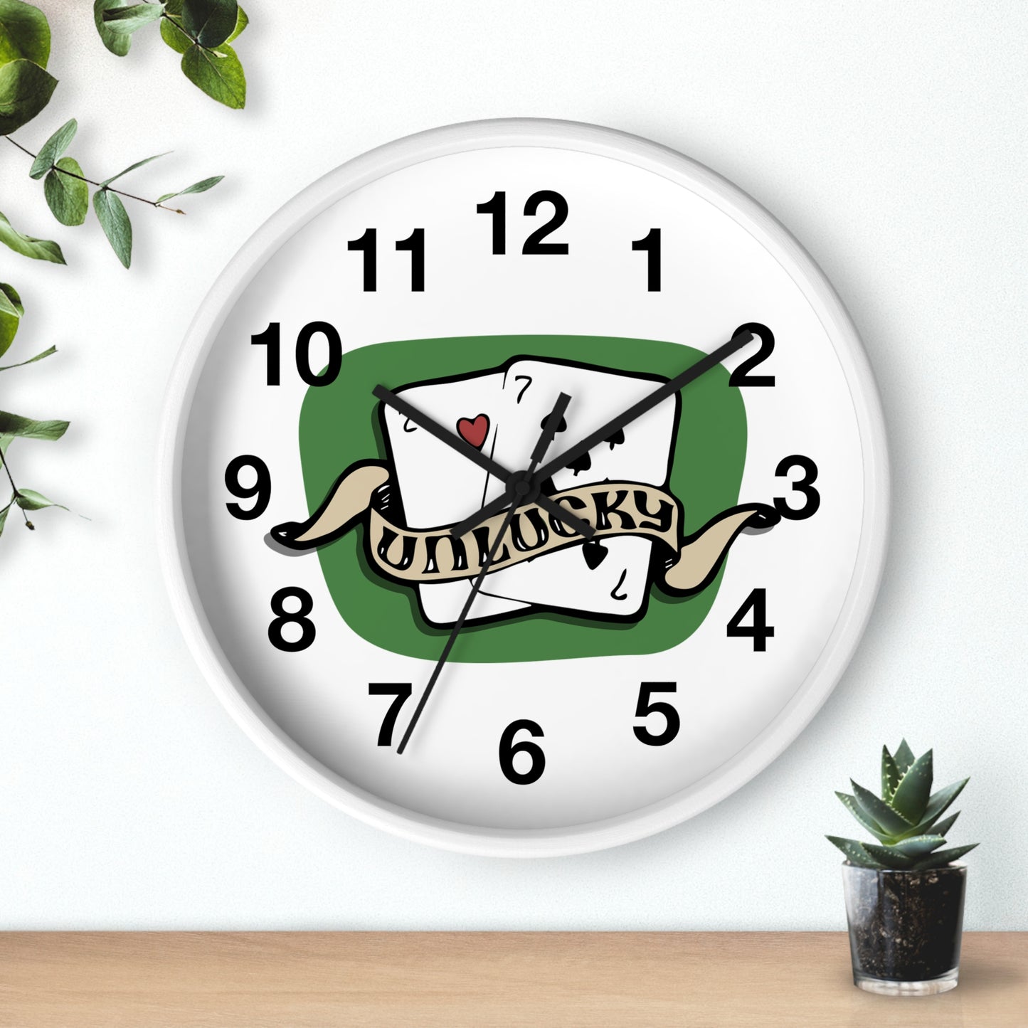 Vintage Playing Cards Wall Clock | Unlucky Tattoo Style Poker Design