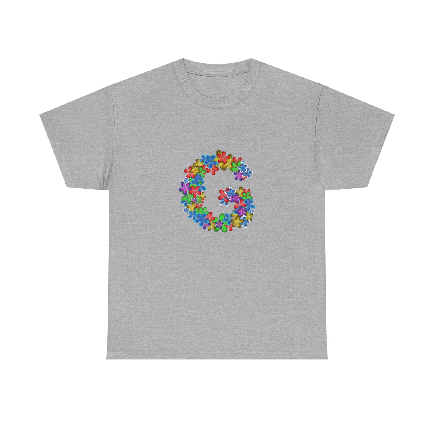 Floral Initial Unisex Tee - Personalized Gift, Casual Summer Wear, Birthday Present, Eco-Friendly Tee, Customizable Clothing