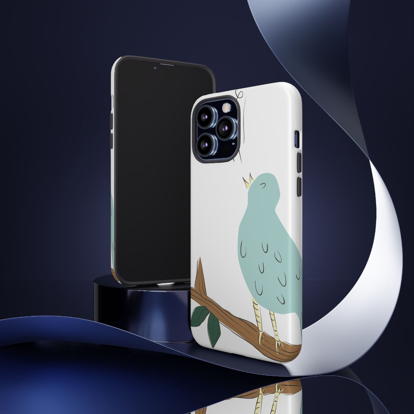 Birdsong Phone Case — Cute Blue Bird on Branch Protective Case