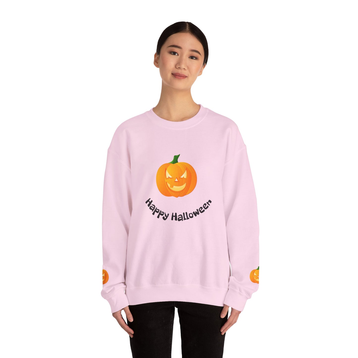Halloween Pumpkin Sweatshirt, Cozy Fall Apparel, Unisex Crewneck for Halloween, Autumn Casual Wear, Fun Gift Idea