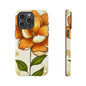 Floral Phone Case with Orange Flower Design, Tough Phone Cover, Floral Gift, Stylish Tech Accessory, Nature Lovers, Spring Vibes