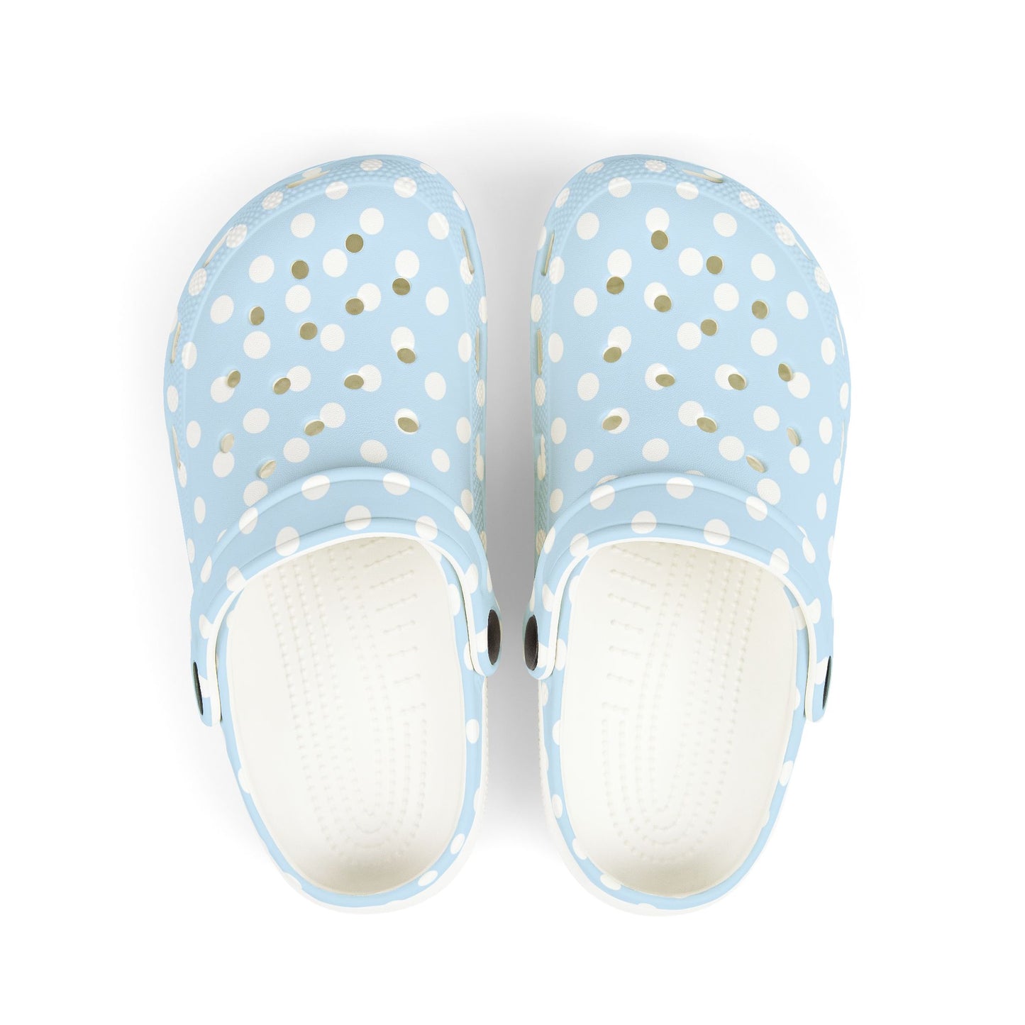 Kids Polka Dot EVA Foam Clogs — Light Blue Slip‑On Casual Shoes