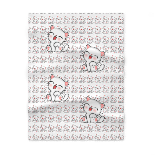 Soft Fleece Baby Blanket, Cute Kitty Cozy Throw, Nursery Decor, Baby Shower Gift, Infant Blanket, Soft Toddler Blanket