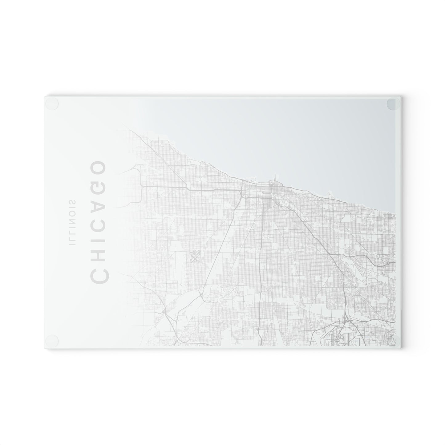 Chicago Map Glass Cutting Board – Modern Mint City Map Kitchen Board