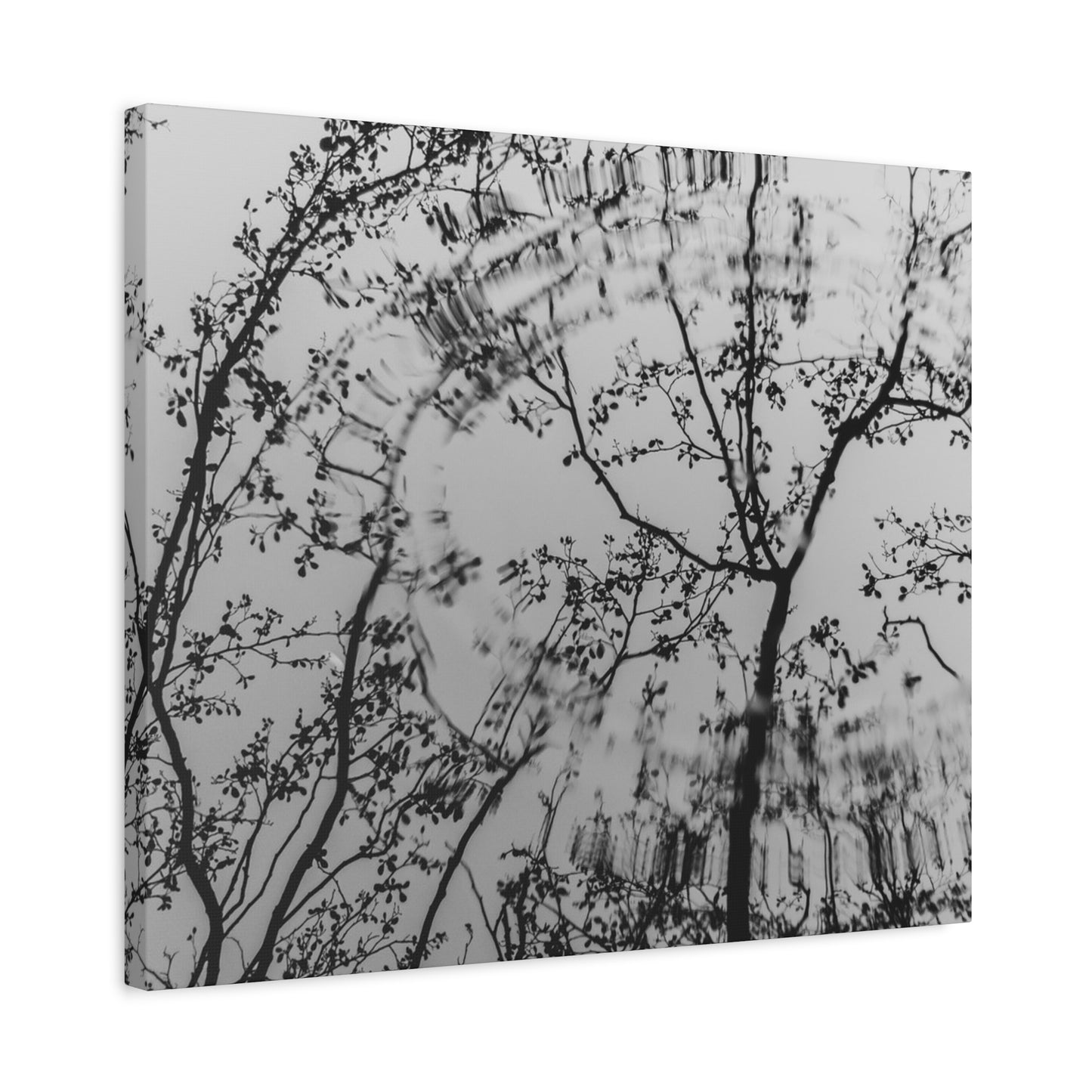 Canvas Wall Art — Monochrome Blurred Ferris Wheel with Tree Silhouettes