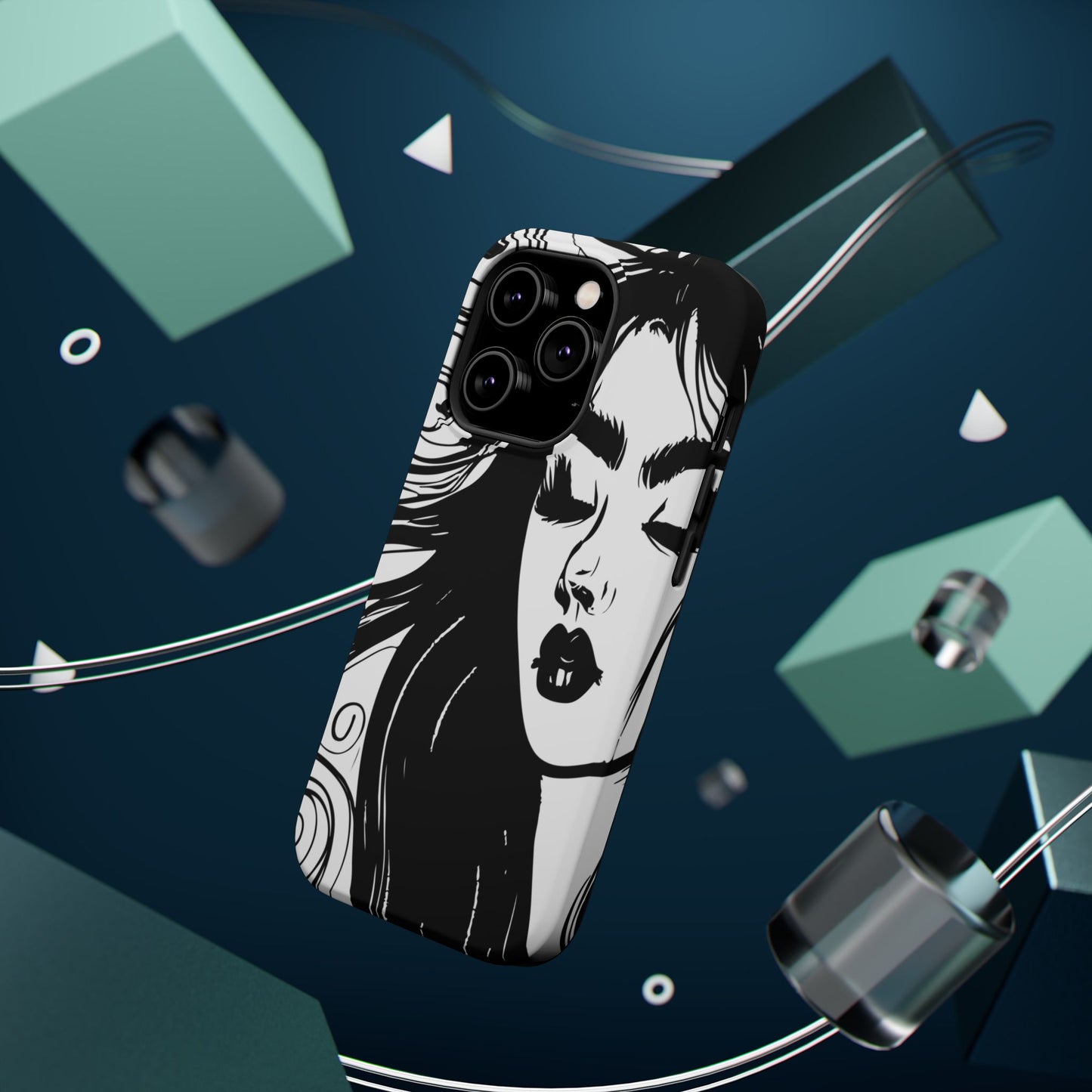 Artistic Black & White Portrait Phone Case — Magnetic Impact-Resistant