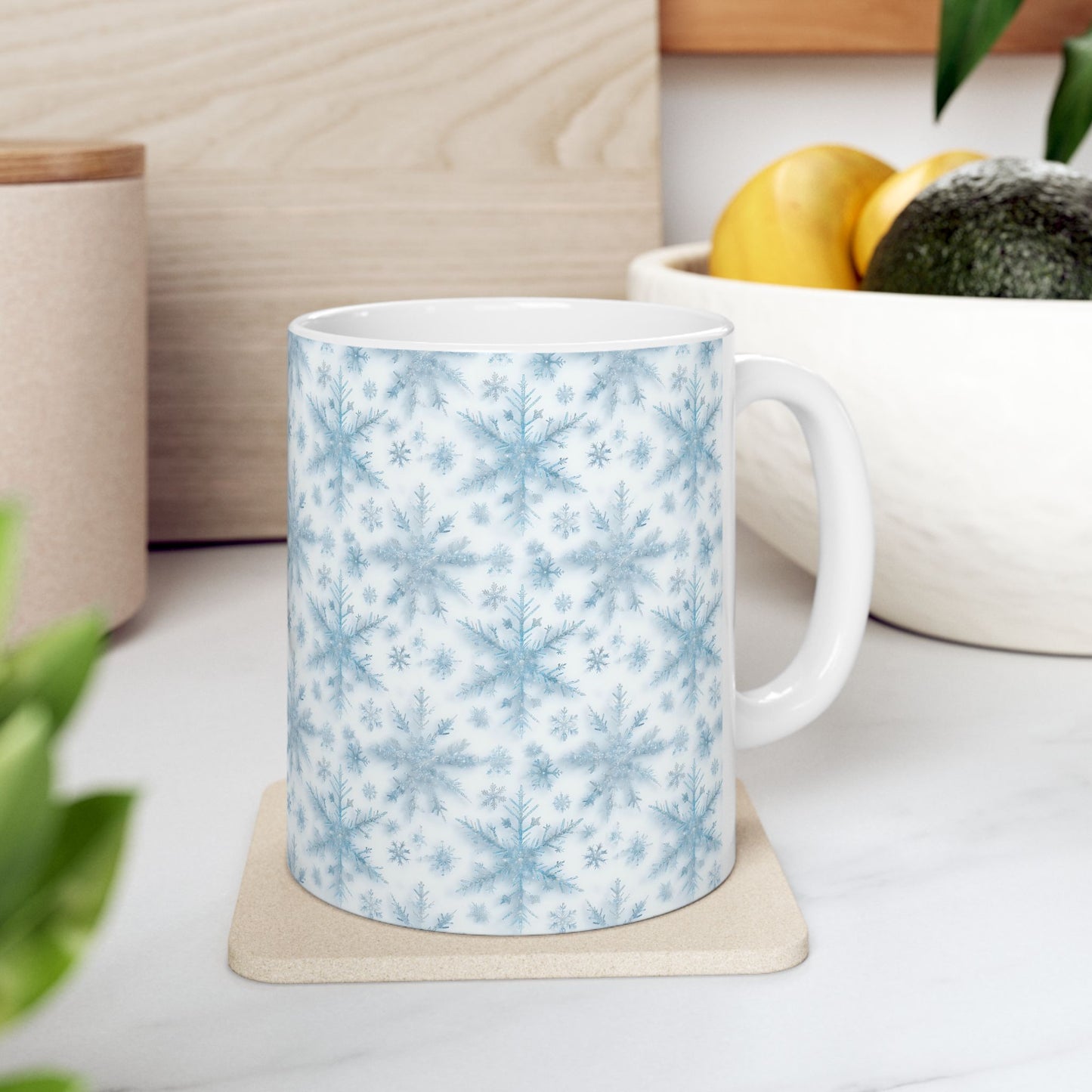 Winter Wonderland Ceramic Mug - Cozy Snowflake Design, Perfect for Hot Cocoa, Holiday Gifts, Home Decor, Winter Celebrations