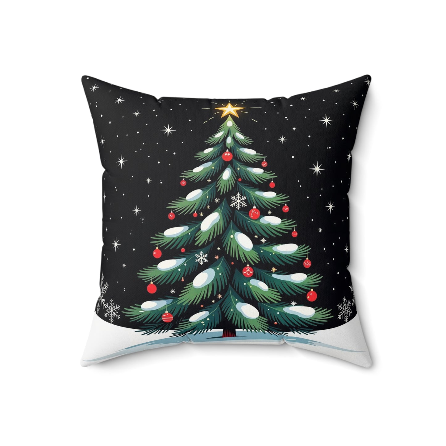 Christmas Tree Throw Pillow — Festive Star-Topped Holiday Decor