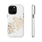 Elegant Floral Phone Case, Tough Cases, Gold Swirls, Stylish Protection, Trendy Gift, Chic Accessory