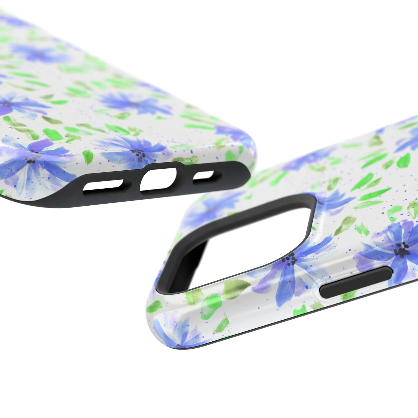 Floral Blue Watercolor Phone Case — Magnetic Impact-Resistant