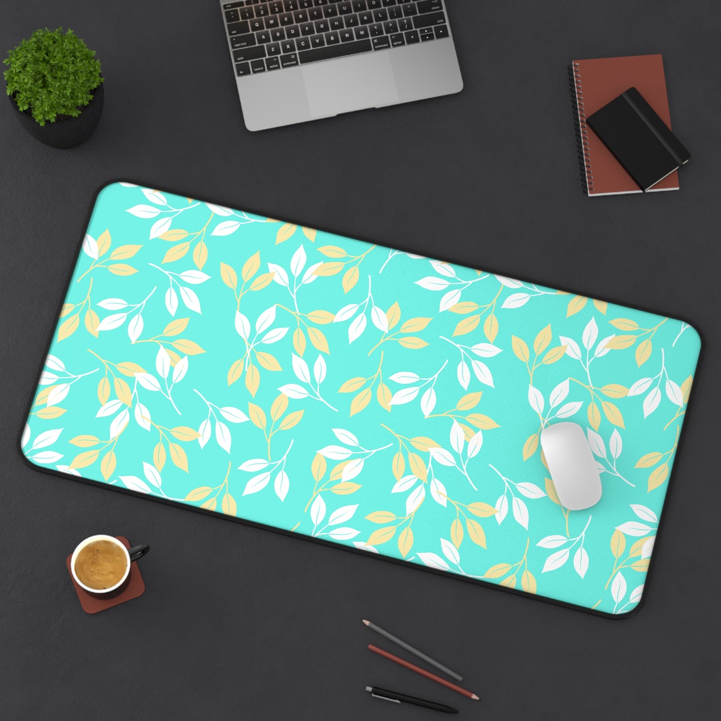 Botanical Desk Mat for Home Office, Leafy Desk Pad, Cute Work Accessory, Floral Mouse Mat, Gift for Students, Greenery Decor