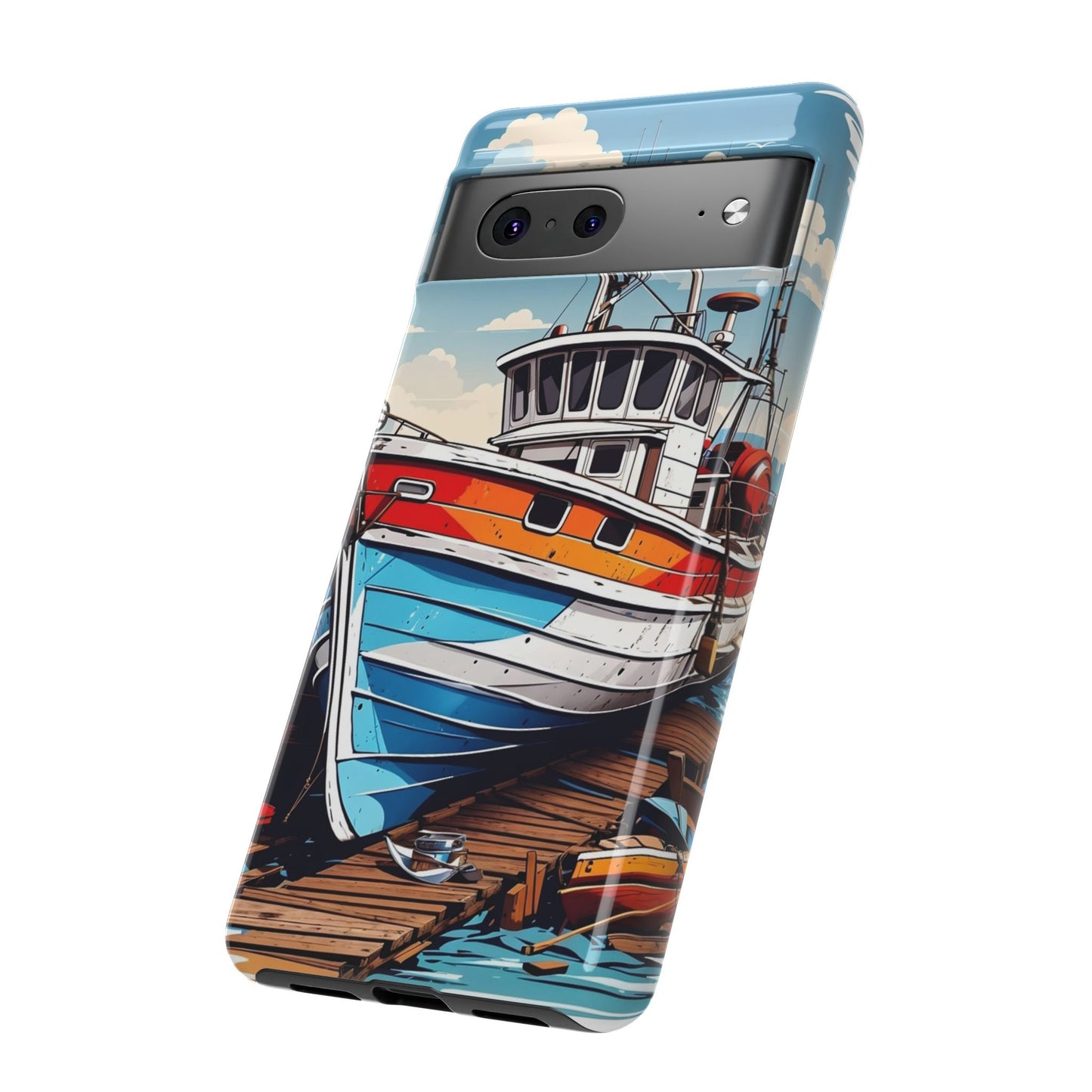 Colorful Fishing Boat Phone Case | Nautical Gift, Marine Design, Coastal Aesthetic, Summer Vibes, Sea Lover's Accessory