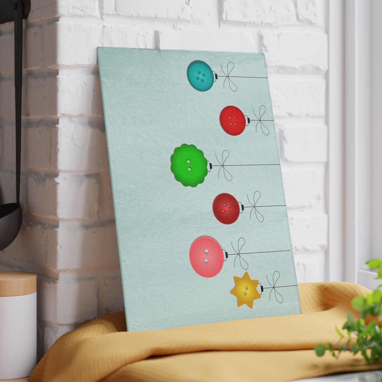 Holiday Ornament Glass Cutting Board, Christmas Gift, Kitchen Decor, Festive Cooking, Holiday Baking, Unique Housewarming