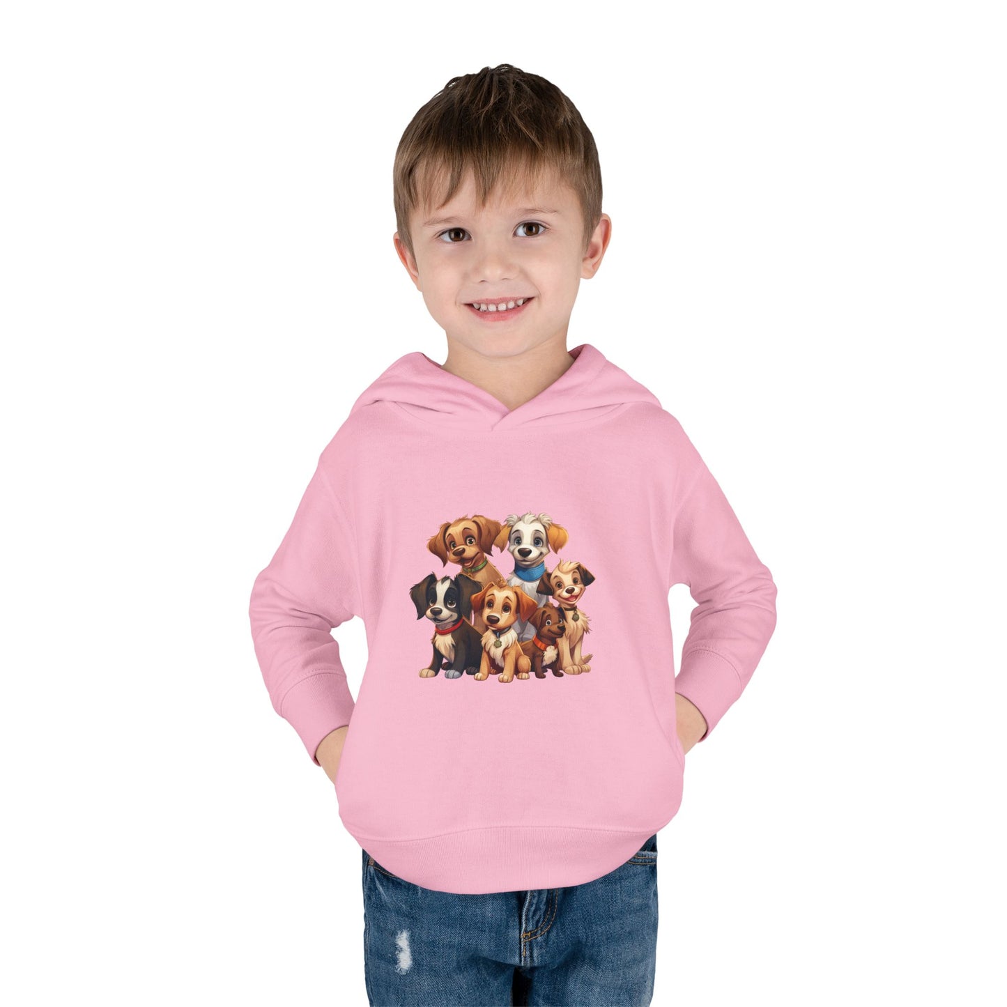 Adorable Puppy Print Toddler Hoodie, Cute Kids Fleece Pullover, Dog Lover Gift, Warm Hoodie for Boys & Girls, Pet Themed Clothes