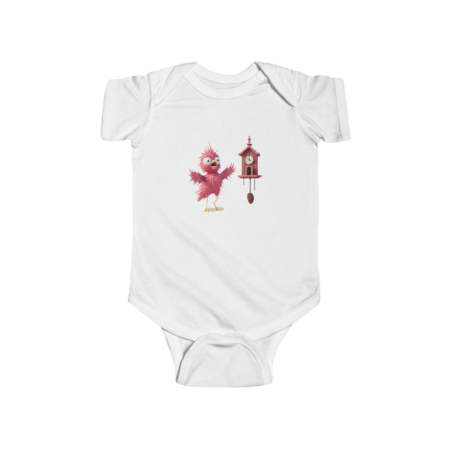 Cute Bird Clock Baby Bodysuit, Infant Outfit, Baby Shower Gift, Newborn Apparel, Cute Baby Clothes, Unique Infant Gift