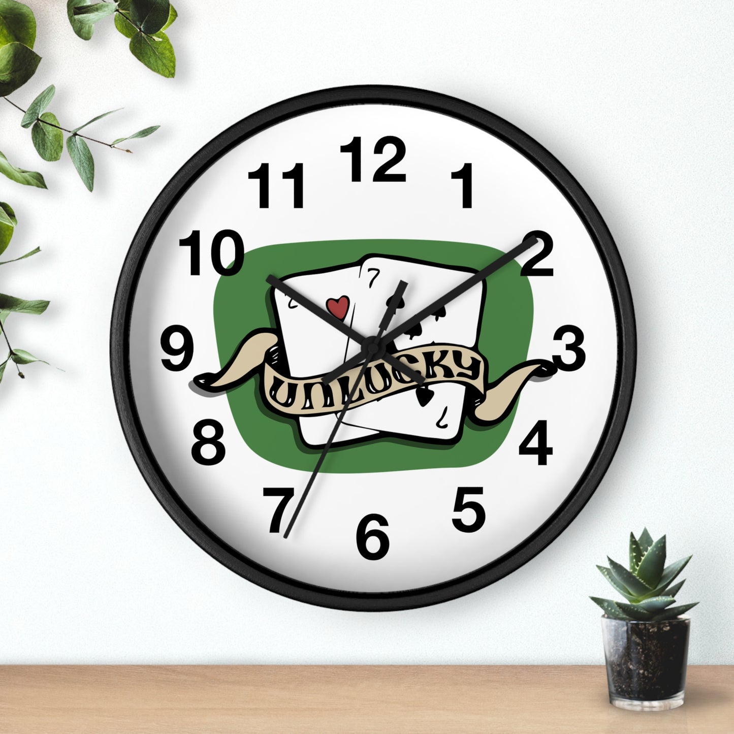 Vintage Playing Cards Wall Clock | Unlucky Tattoo Style Poker Design