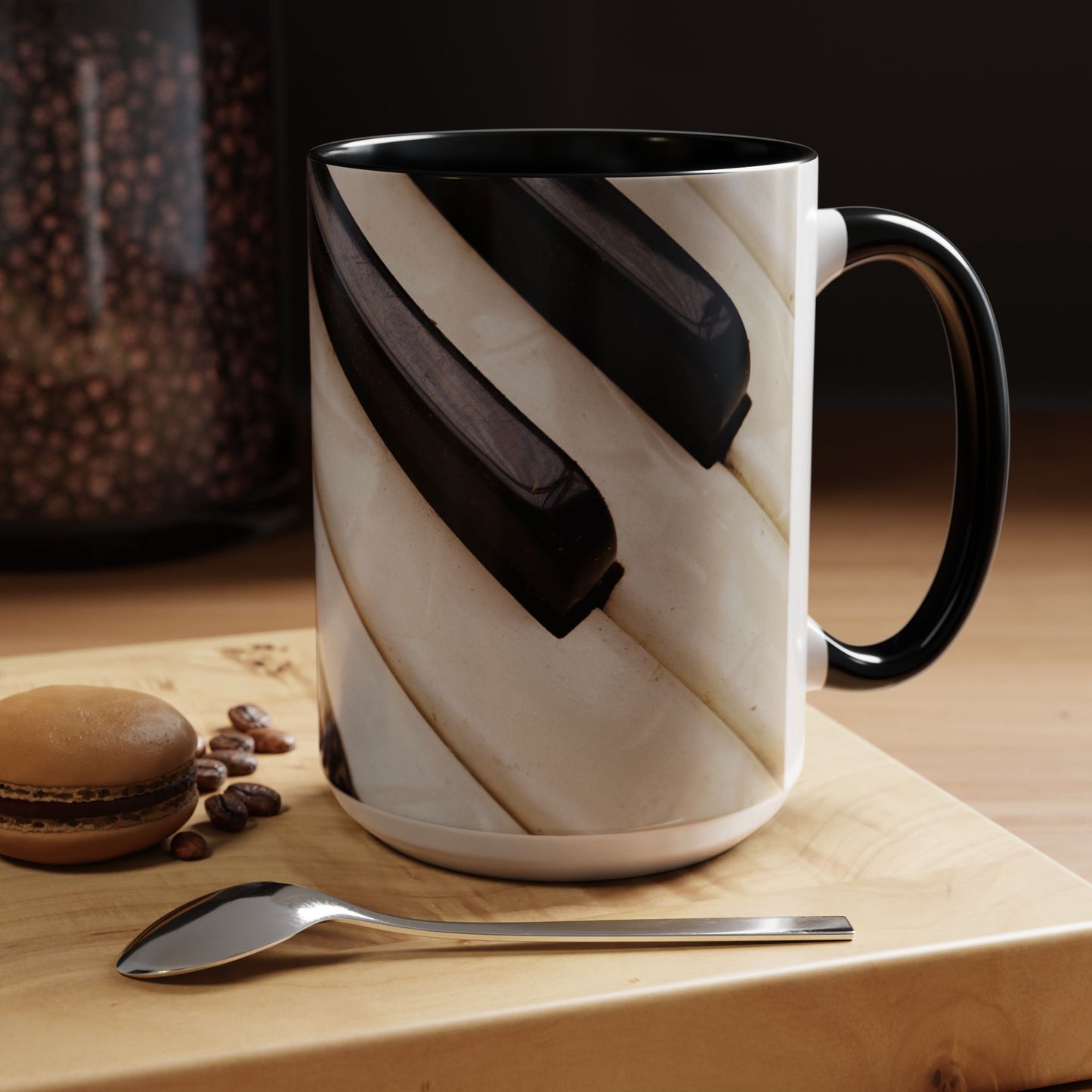 Musical Accent Coffee Mug | Piano Design, Coffee Lover Gift, Musician Mug, Stylish Drinkware, Home & Office Decor
