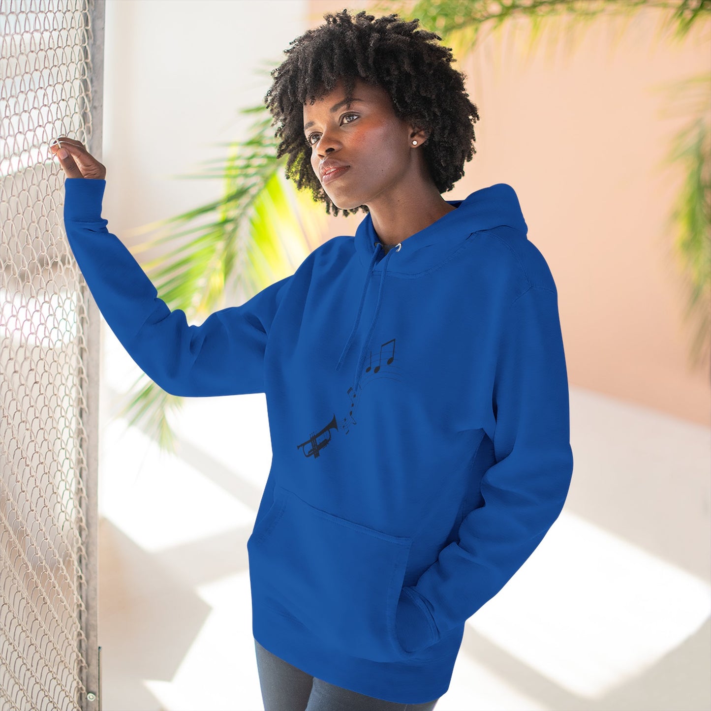 Trumpet Music Notes Hoodie — Minimalist Jazz Instrument Pullover