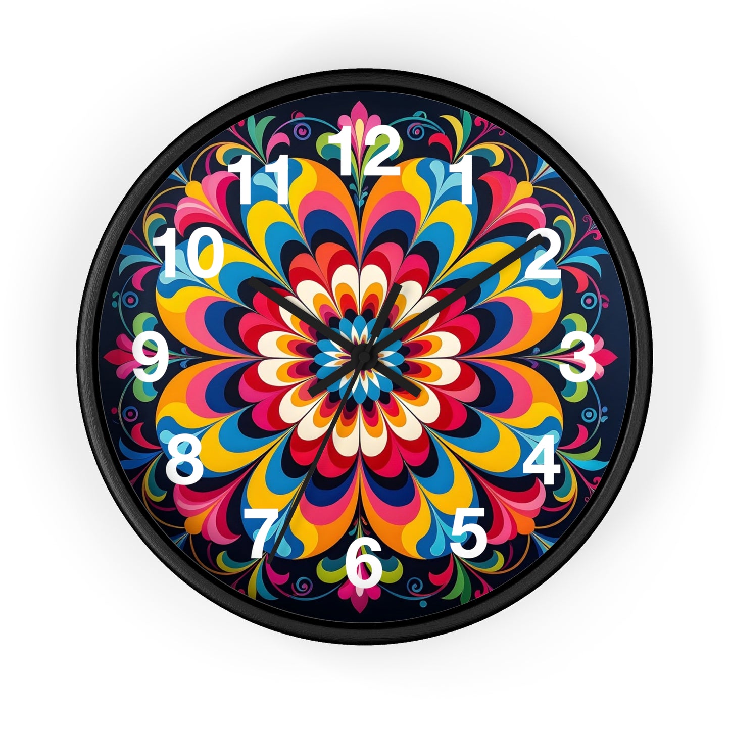 Colorburst Mandala Wall Clock — Vibrant Retro Boho Home Decor