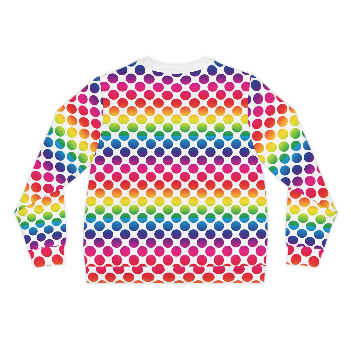 Colorful Dot Print Lightweight Sweatshirt, Rainbow Sweatshirt, AOP Pullover, Casual Cozy Sweater, Vibrant Graphic Top, Gift for Her