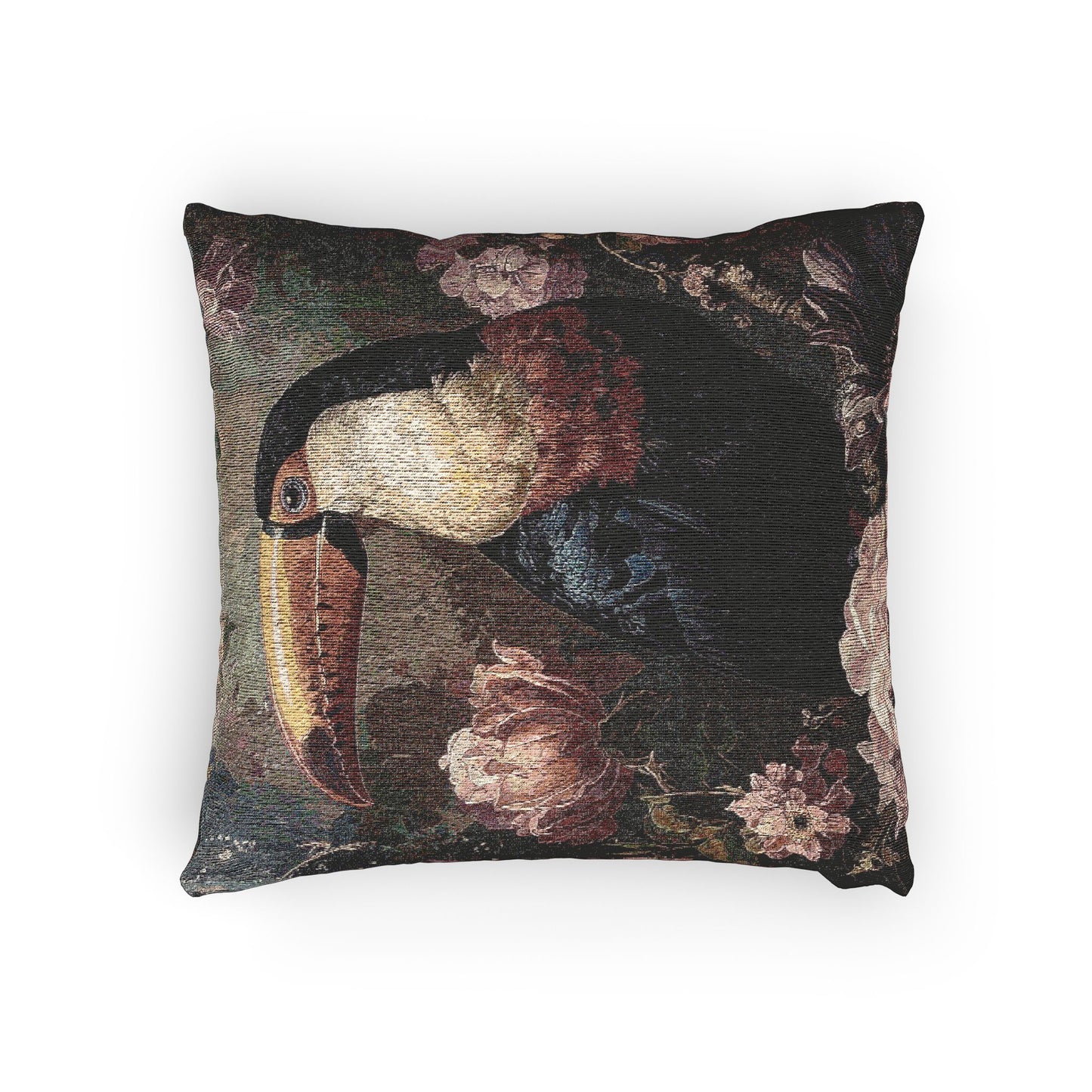 Tropical Toucan Woven Pillow | Decorative Cushion for Home, Boho Decor, Gift for Bird Lovers, Couch Accent Pillow, Nature-Themed Home Decor