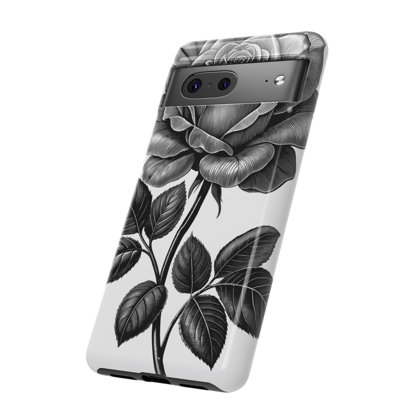 Elegant Floral Phone Case - Tough Cases, Black Rose Design, Floral Phone Cover, Stylish Phone Accessory, Gift for Her, Mother's Day