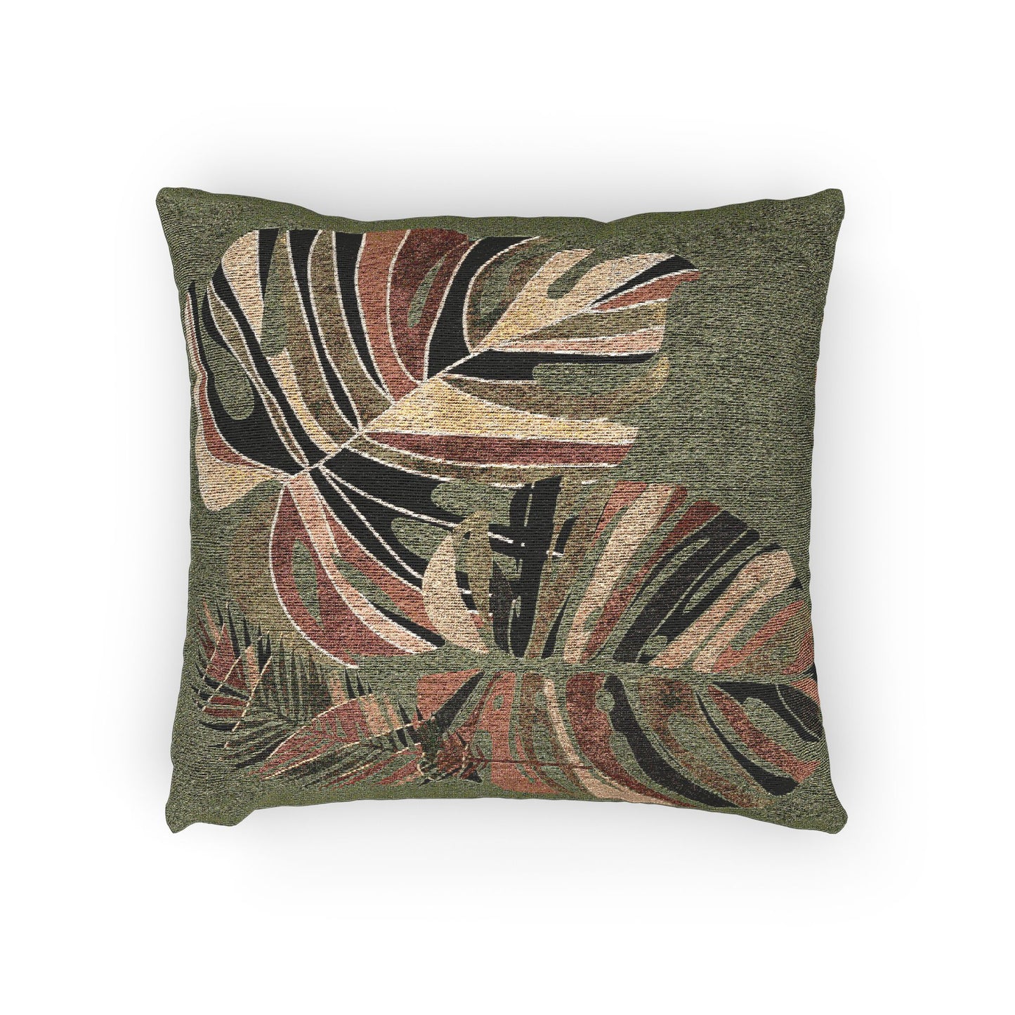 Handcrafted Woven Pillow with Tropical Leaf Design, Cozy Home Decor, Boho Pillow, Plant Lover Gift, Living Room Accent