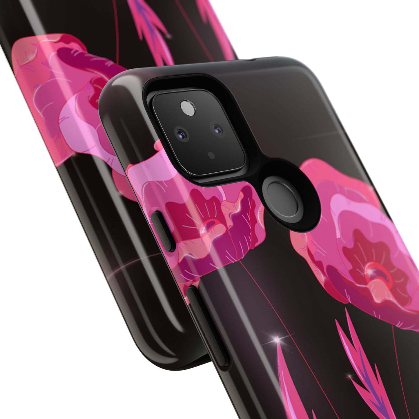Floral iPhone Case | Tough Cases with Pink Poppy Design, Elegant Flower Phone Cover, Gift for Her, Spring Accessories, Chic Tech