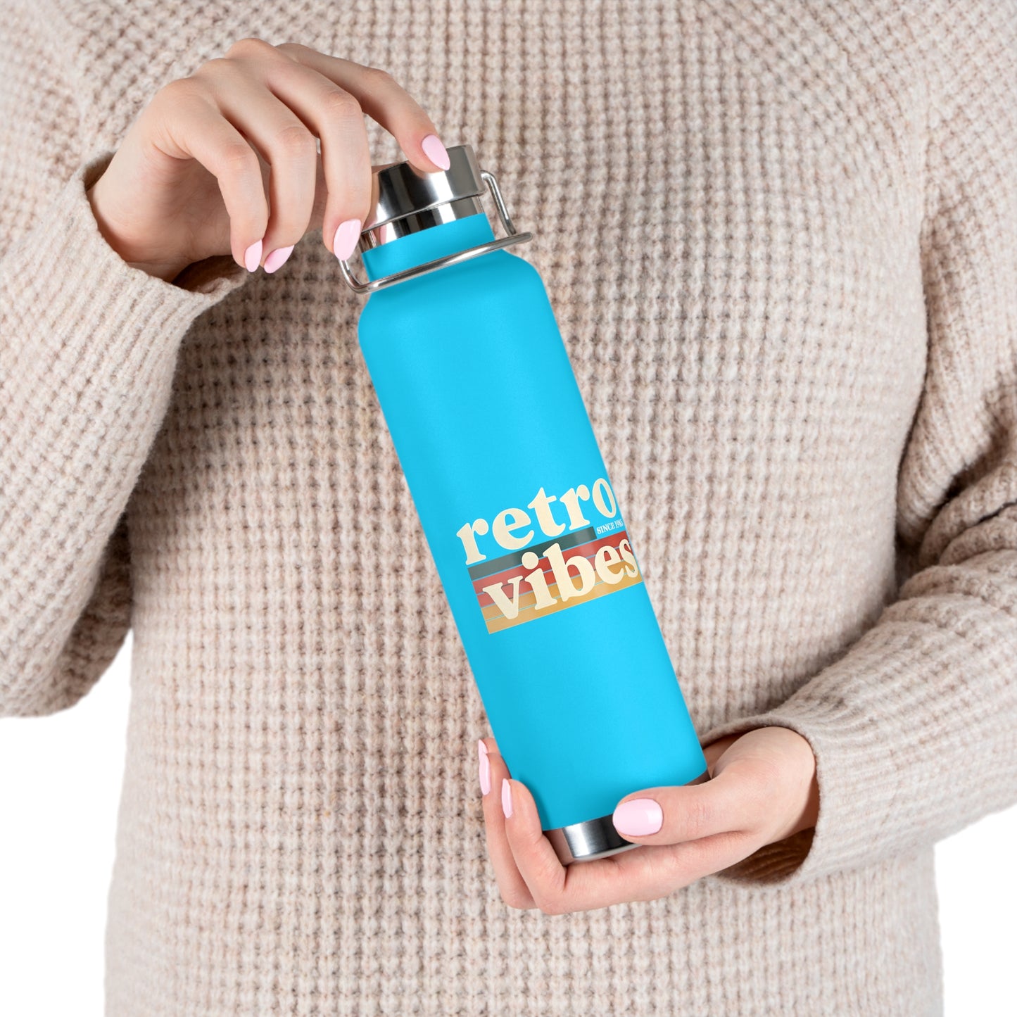 Retro Vibes Insulated Water Bottle, 22oz - Trendy Travel Flask, Stylish Hydration Gift for Fitness Lovers, Eco-Friendly Beverage Container