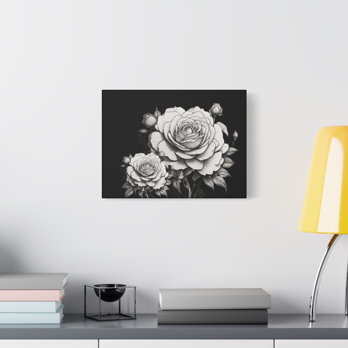 Monochrome Rose Canvas Print — Black & White Floral Wall Art