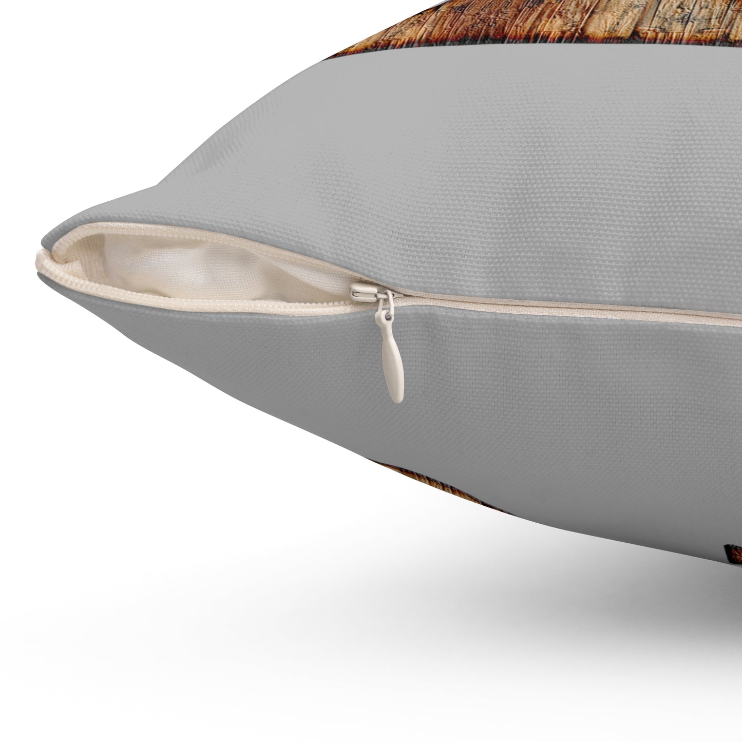 Wooden Monogram 'R' Decorative Throw Pillow - Rustic Farmhouse Accent