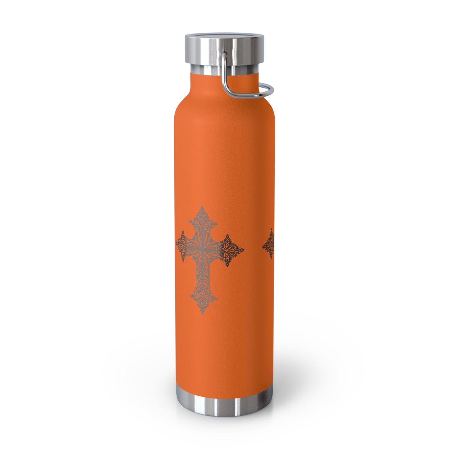 Stylish Copper Insulated Water Bottle - 22oz, Cross Design, Travel Flask, Gift for Him/Her, Unique Outdoor Hydration
