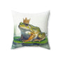 Royal Frog Square Pillow Whimsical Home Decor Frog King Pillow
