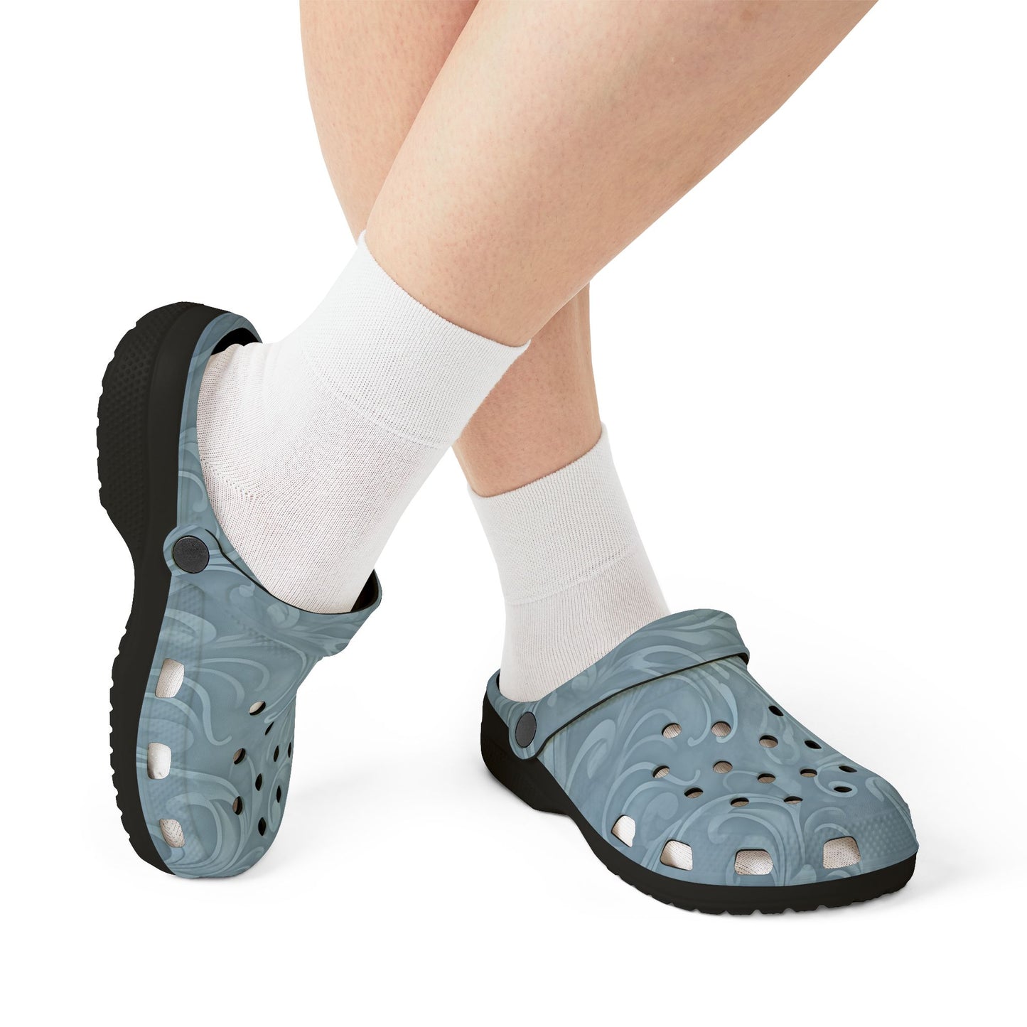 Blue Swirl EVA Foam Clogs — Comfortable Water-Friendly Slip-On Shoes