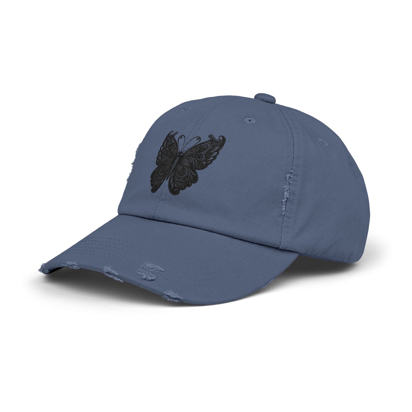 Black Distressed Butterfly Cap | Stylish Unisex Hat for Everyday Wear, Perfect Gift for Birthdays, Fashion Statement