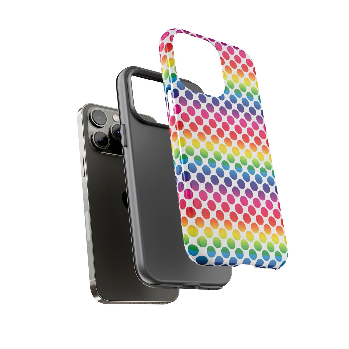 Rainbow Dot Phone Case, Colorful Phone Cover, Fun Phone Accessory, Gift for Friends, Trendy Mobile Case