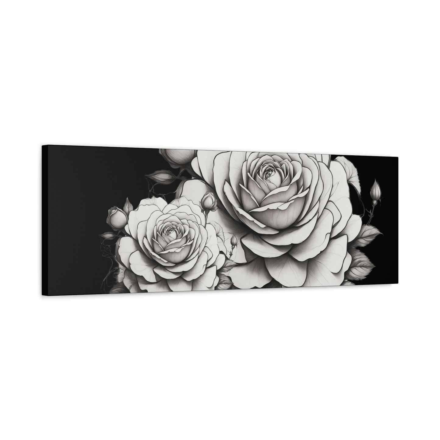Monochrome Rose Canvas Print — Black & White Floral Wall Art