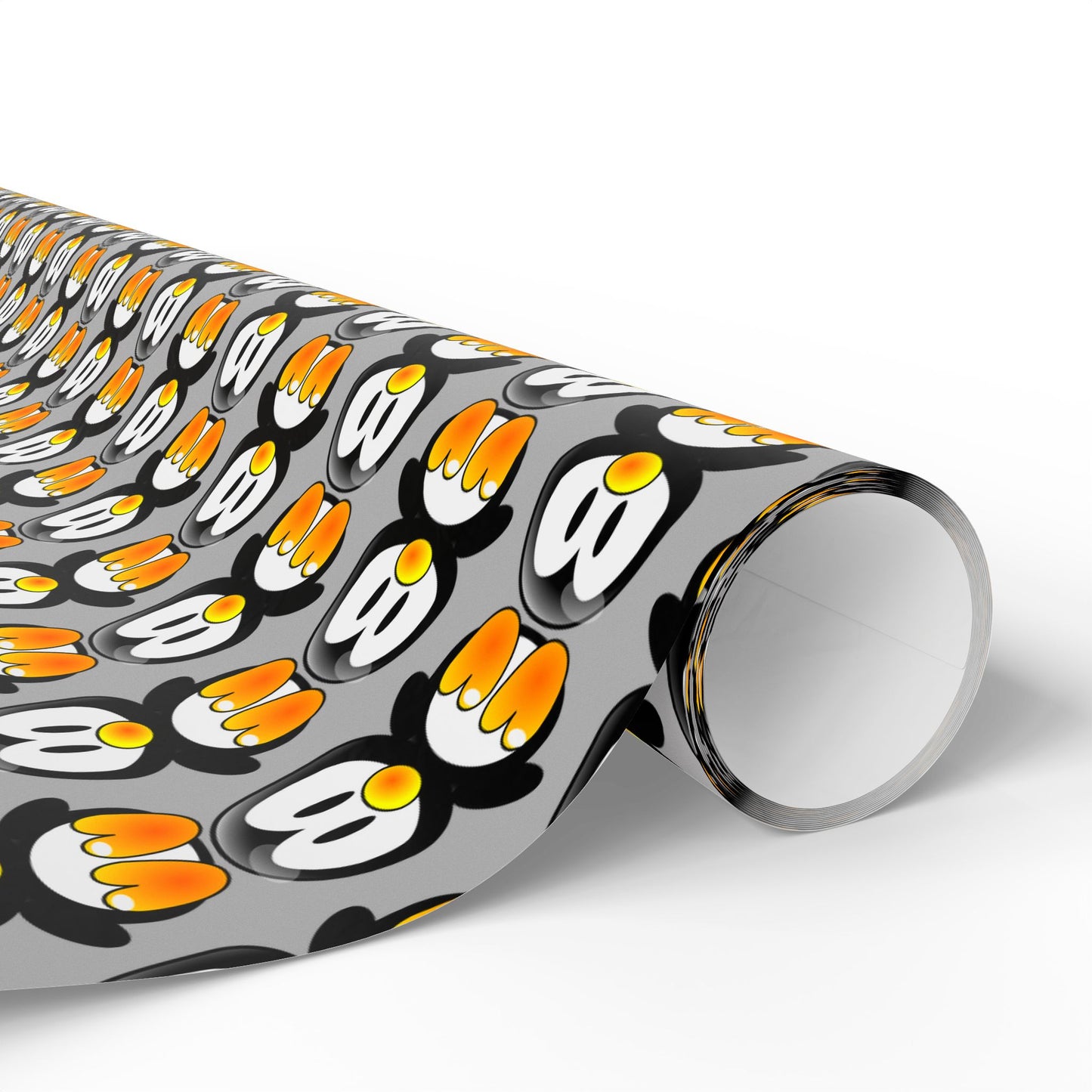 Wrapping Paper — Retro Floral Black & Orange Pattern Roll