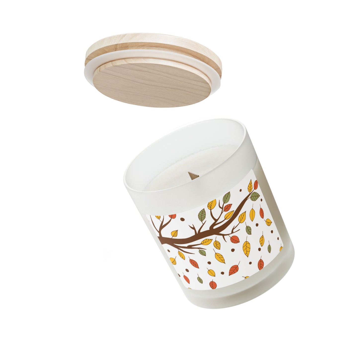 Autumn Leaves Frosted Glass Candle, Fall Decor, Cozy Home Fragrance, Thanksgiving Gift, Seasonal Aromatherapy, Eco-Friendly Candle