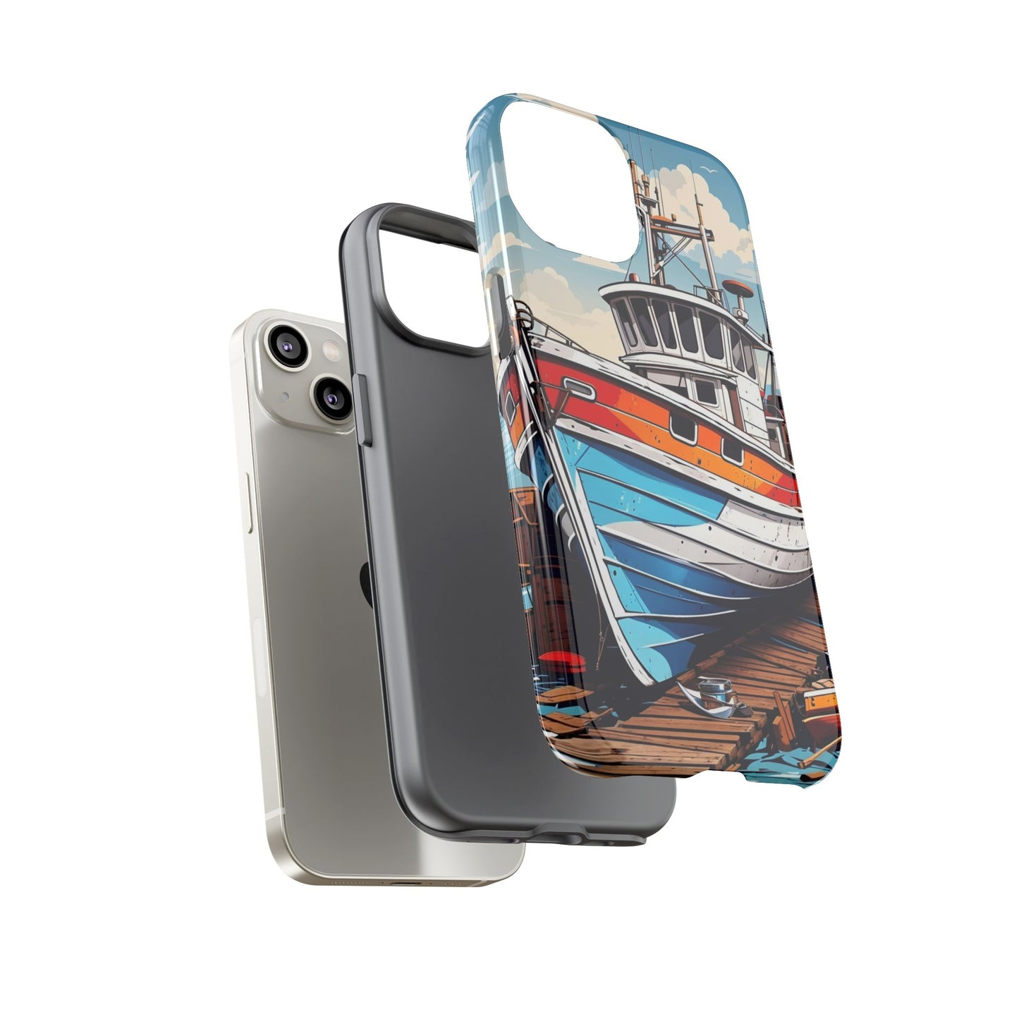Colorful Fishing Boat Phone Case | Nautical Gift, Marine Design, Coastal Aesthetic, Summer Vibes, Sea Lover's Accessory