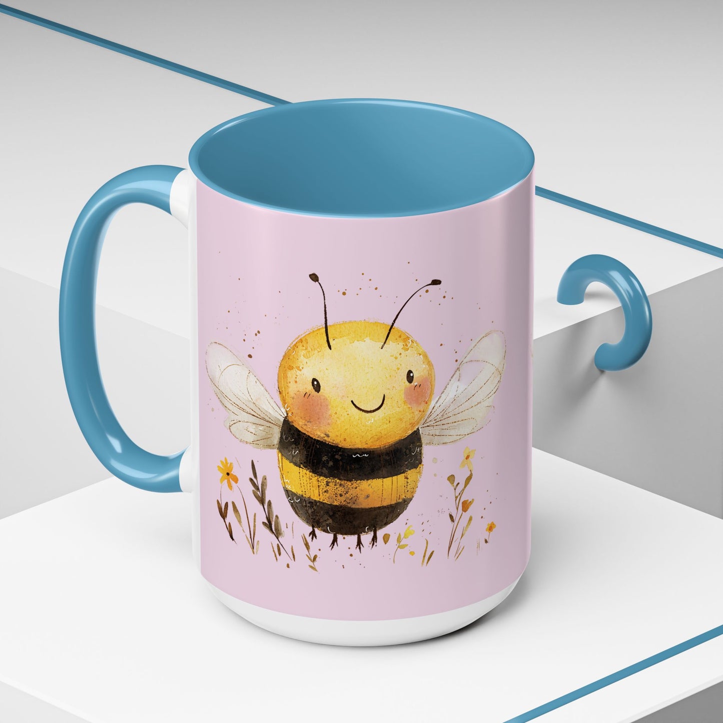 Cute Bee Accent Coffee Mug for Nature Lovers, Fun Bee Design, Gift for Friends, Bee Themed Kitchenware, Bee Lover's Mug