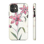 Floral Phone Case with Elegant Pink Lilies, Cute Floral Accessories, Phone Protection, Gift for Her, Stylish Cell Phone Cover