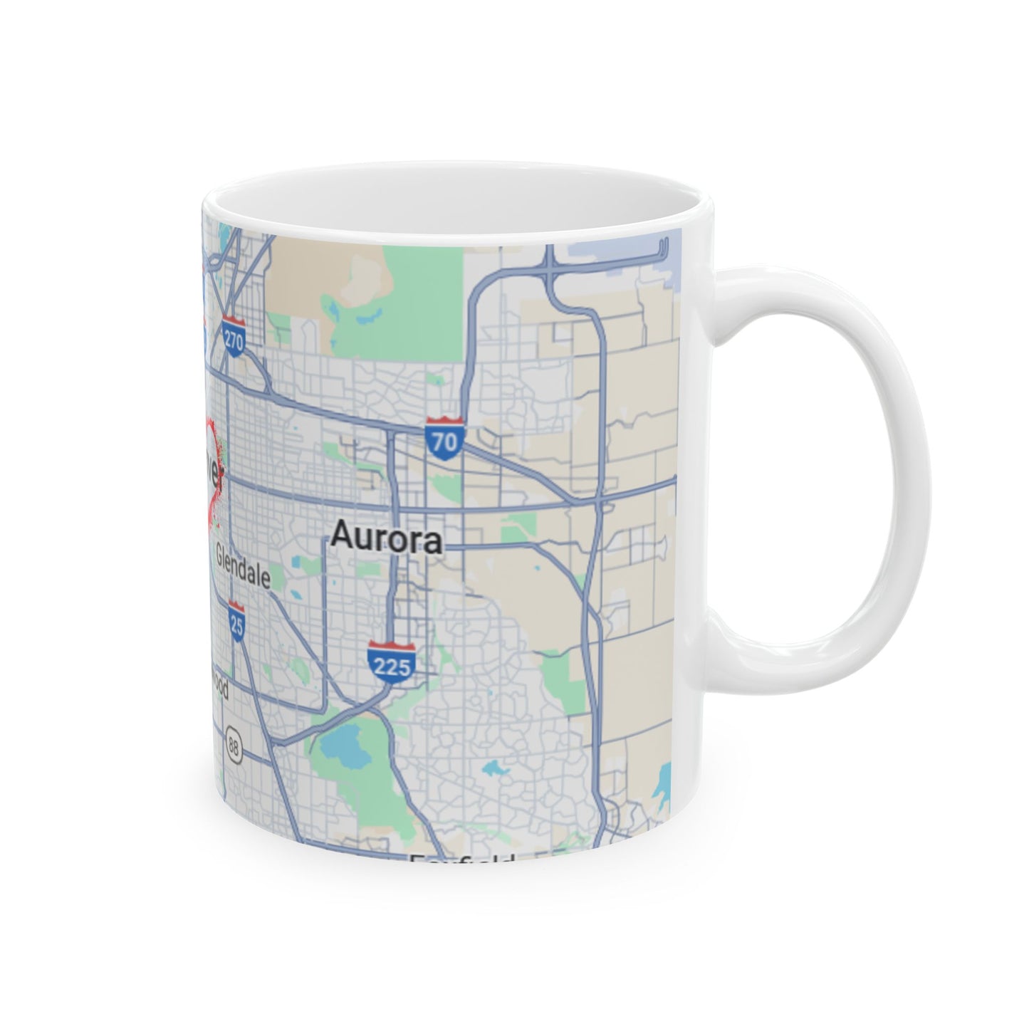 Personalized Denver Map Ceramic Mug - Custom Coffee Cup, Great Gift for Coffee Lovers, Home Decor, Moving Away, Housewarming, Road Trip