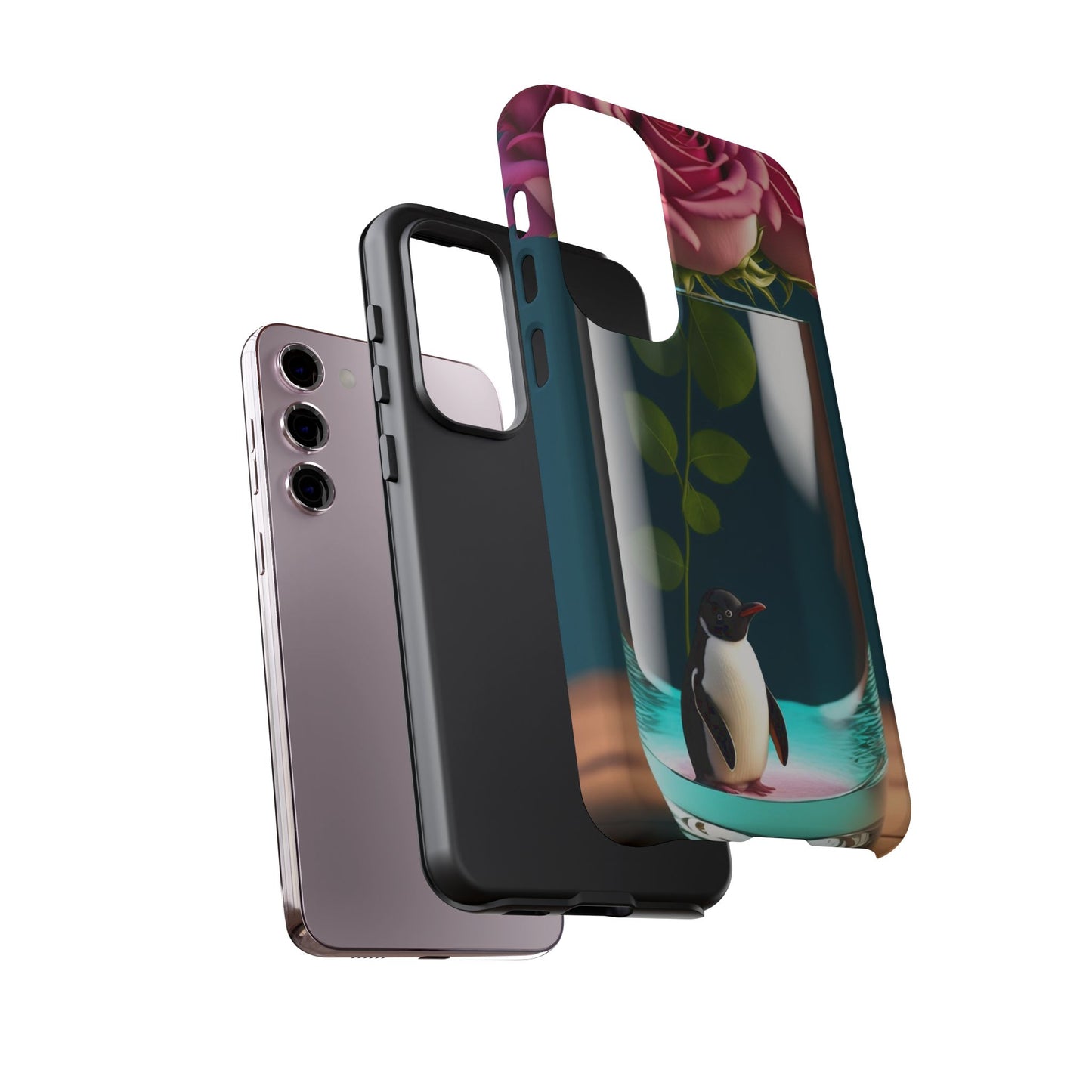 Penguin in a Glass Floral Tough Phone Case — Cute Protective Phone Cover