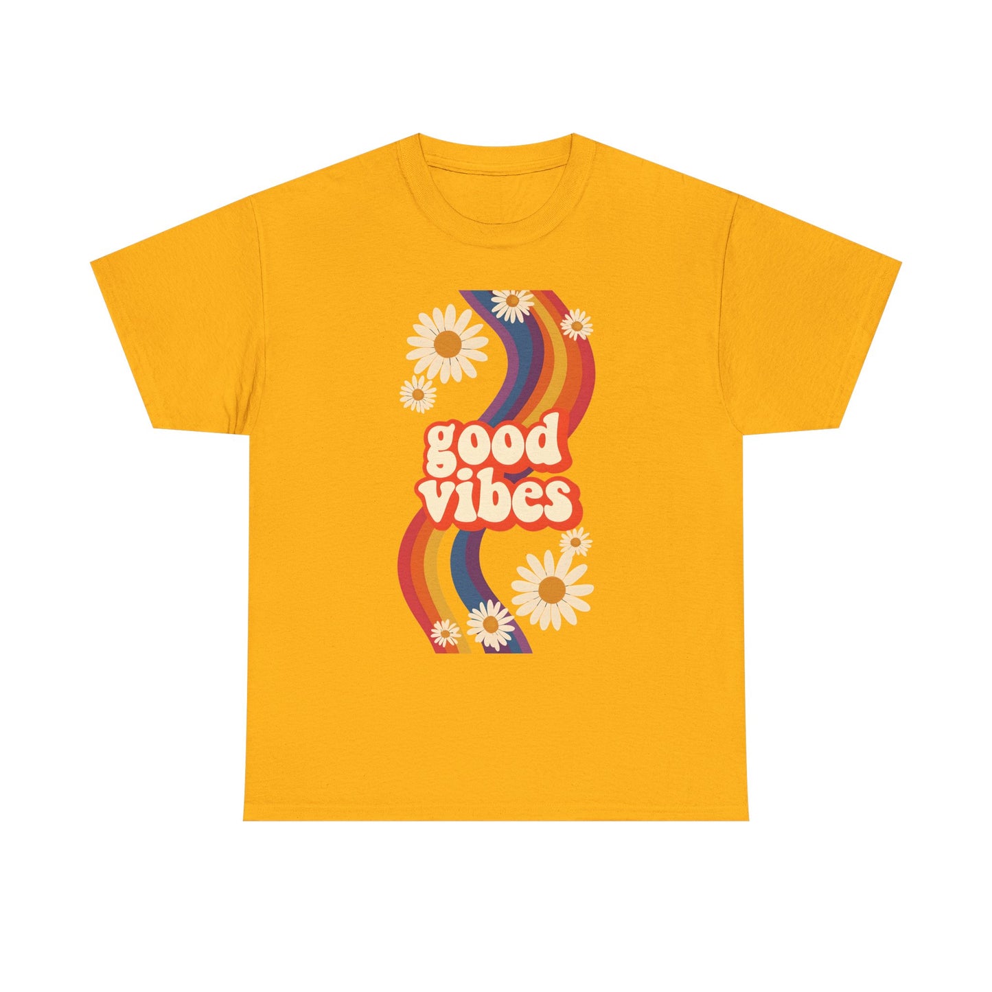 Good Vibes Unisex Heavy Cotton Tee, Retro Graphic T-Shirt, Feel Good Apparel, Summer Outfit, Casual Gift for Friends
