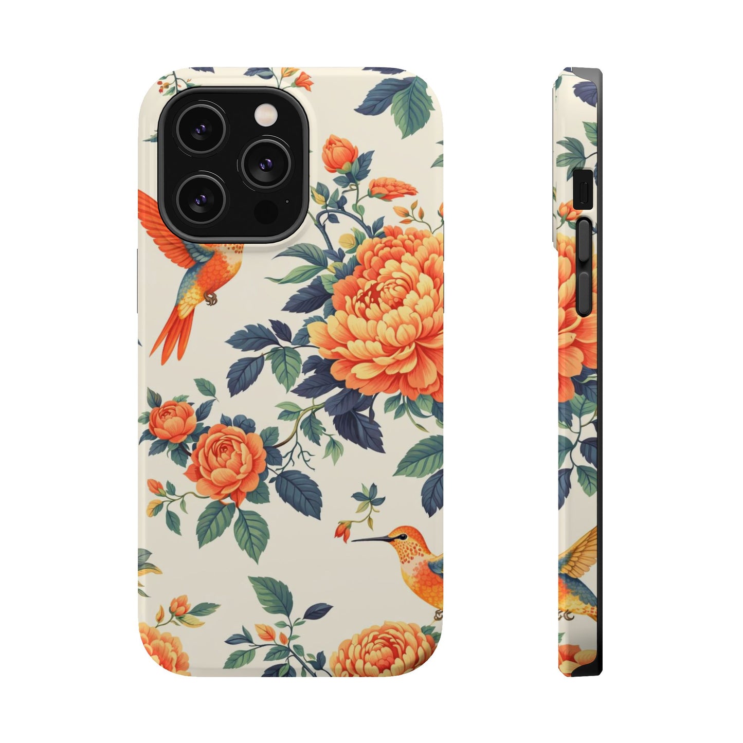 Floral Hummingbird Magnetic Phone Case — Impact-Resistant Protective Cover