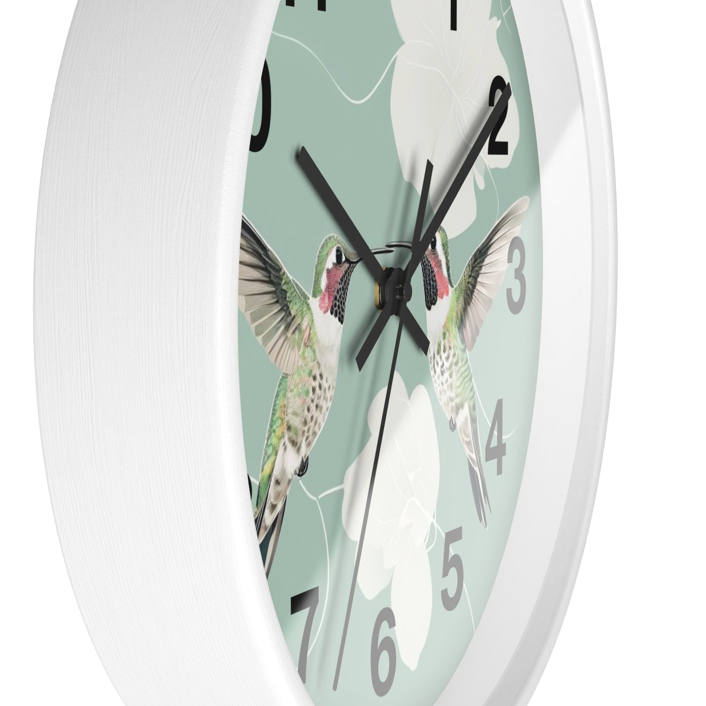 Hummingbird Floral Wall Clock | Mint Bird Clock