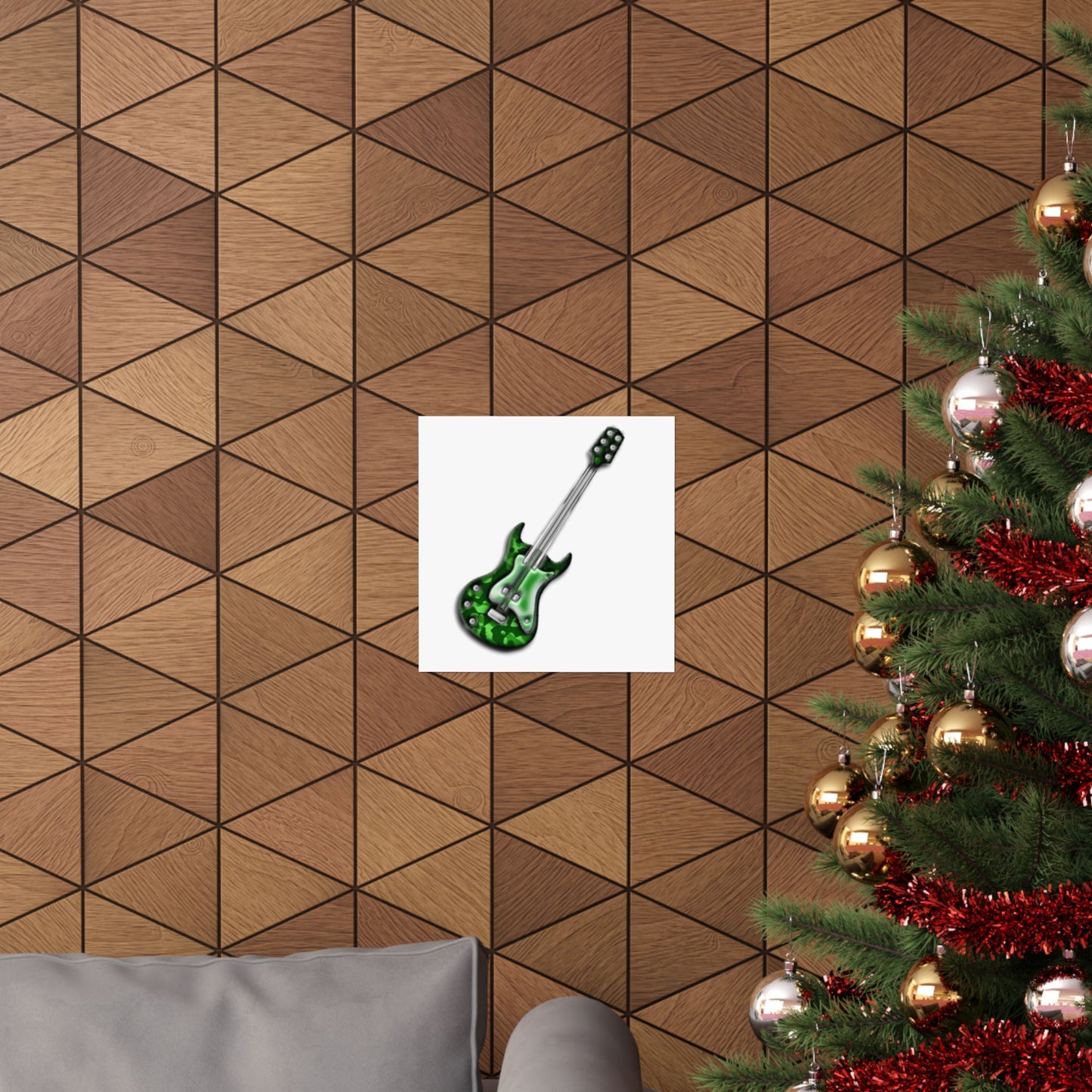 Guitar Art Poster - Rock Music Decor, Green Guitar Wall Art, Musician Gift, Home Office Decor, Music Lover Gift